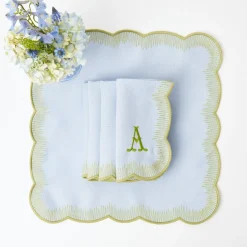 Discount Mrs. Alice Alathea Blue & Green Linen Napkins (Set Of 4)