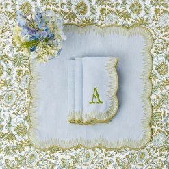 Discount Mrs. Alice Alathea Blue & Green Linen Napkins (Set Of 4)