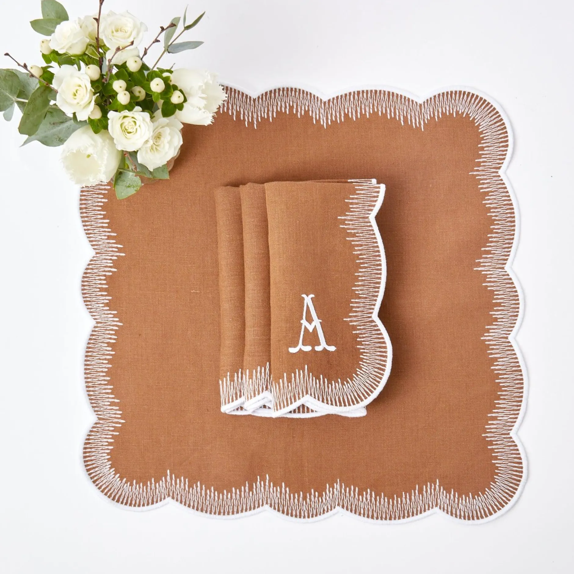 Mrs. Alice Alathea Caramel Linen Placemats & Napkins (Set Of 4)
