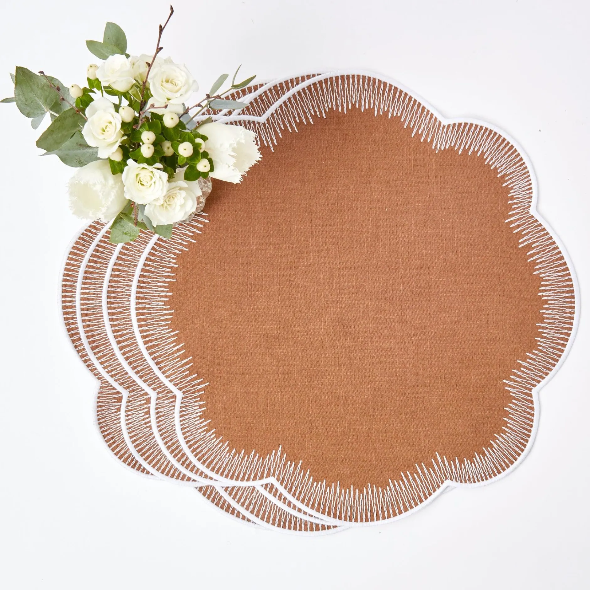 Mrs. Alice Alathea Caramel Linen Placemats & Napkins (Set Of 4)