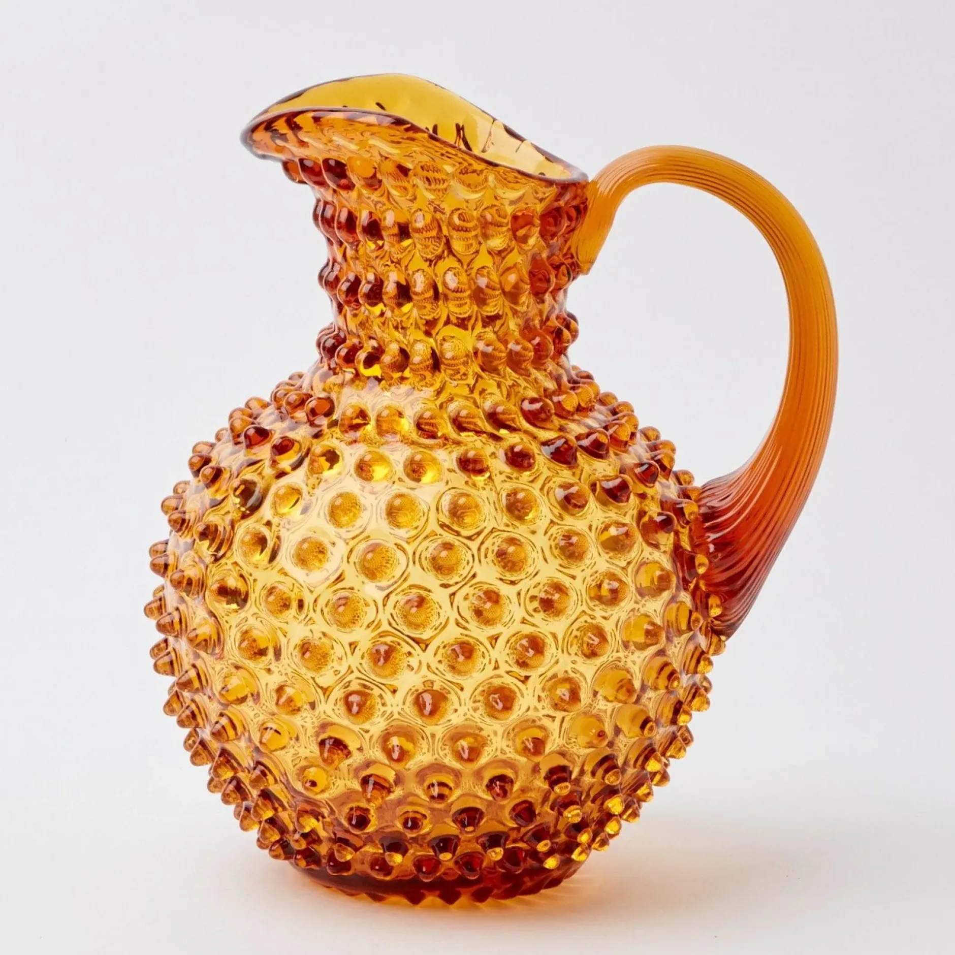 New Mrs. Alice Amber Hobnail Jug And Glasses (Set Of 6)