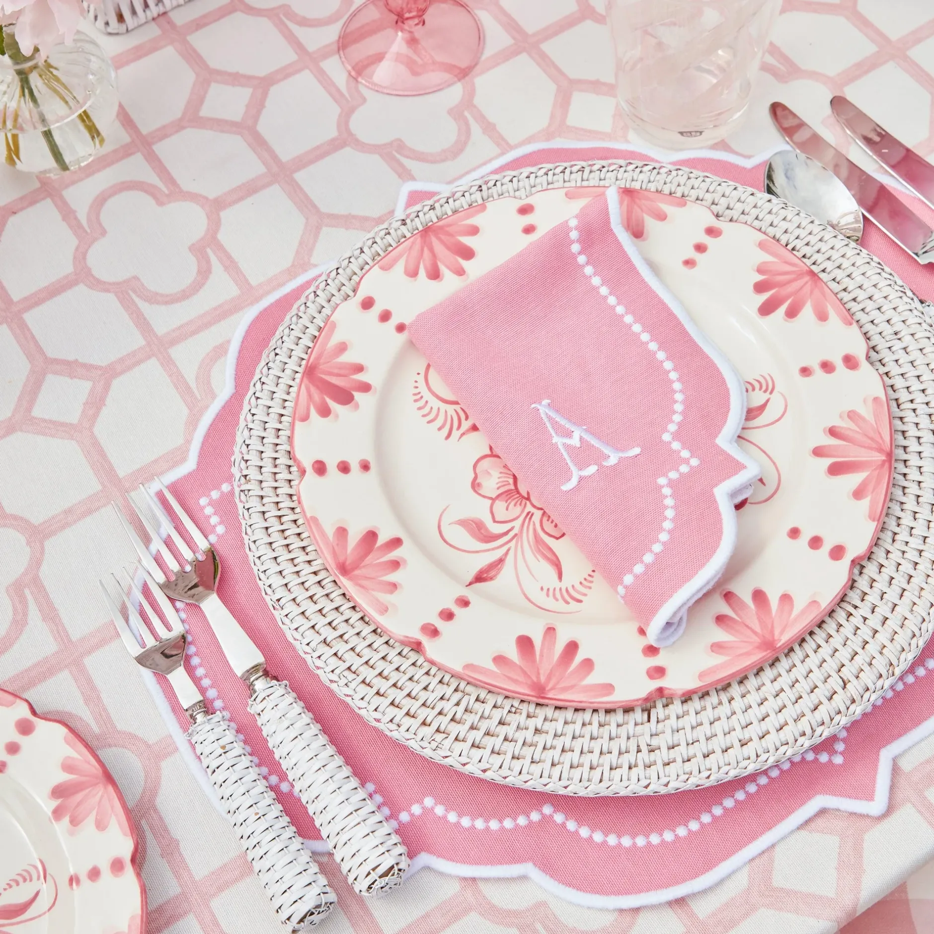 Clearance Mrs. Alice Amelie Pink Placemats & Napkins (Set Of 4)