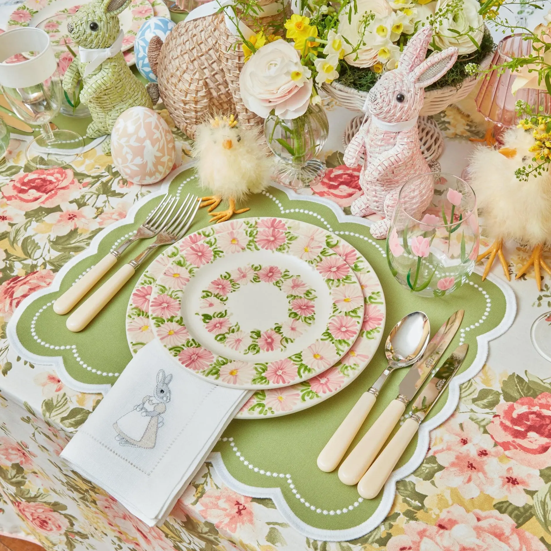Discount Mrs. Alice Assorted White Linen Rabbit Napkins (Set Of 4)