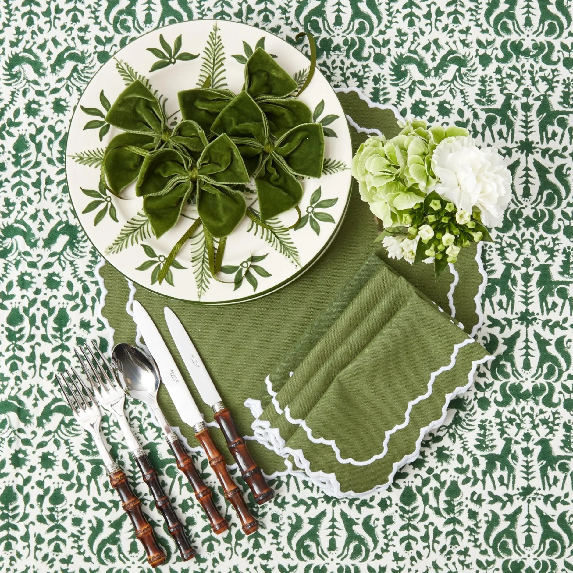 New Mrs. Alice Beatrice Forest Green Napkins (Set Of 4)