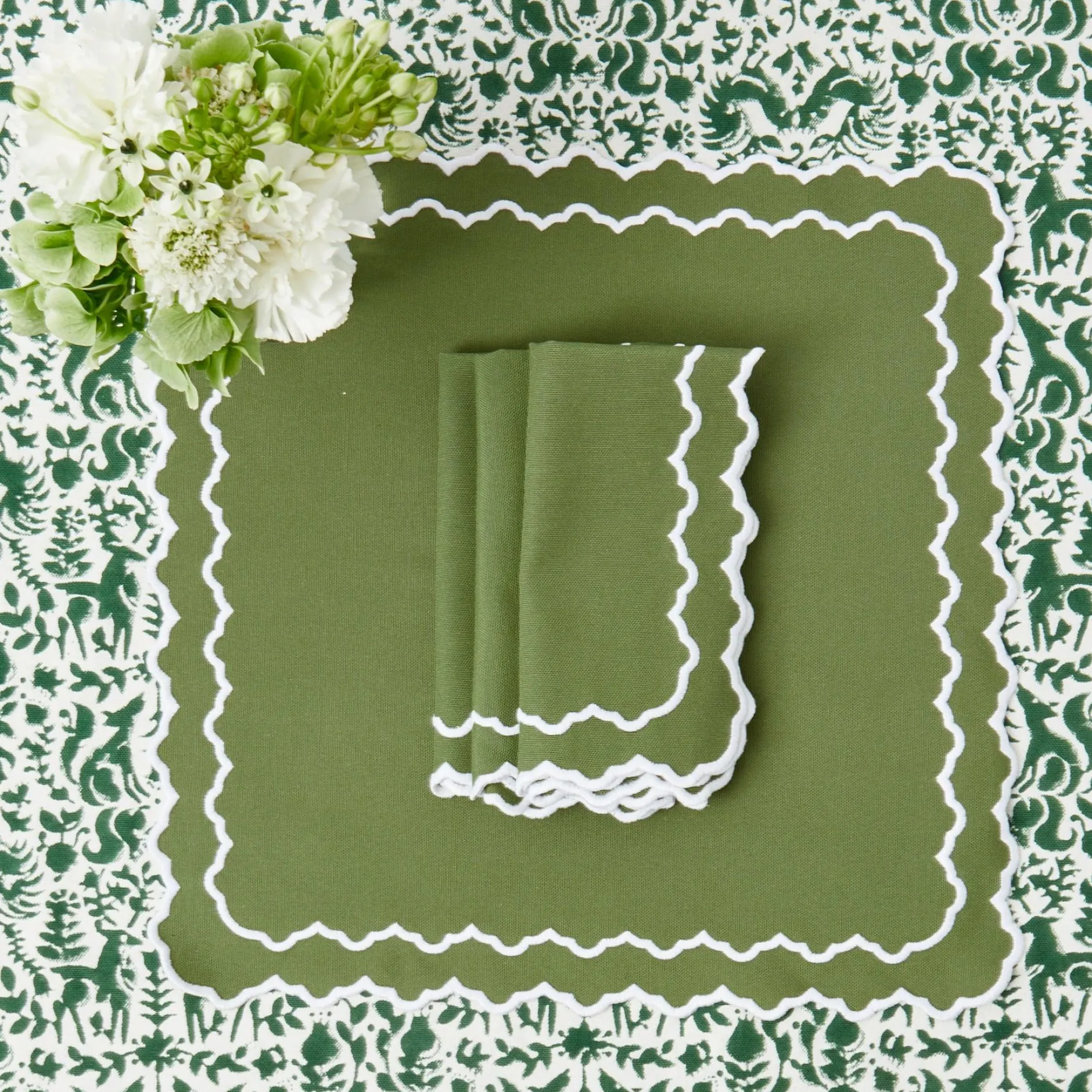 New Mrs. Alice Beatrice Forest Green Napkins (Set Of 4)