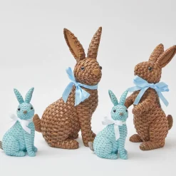 Discount Mrs. Alice Blue & Brown Rattan Rabbit Family