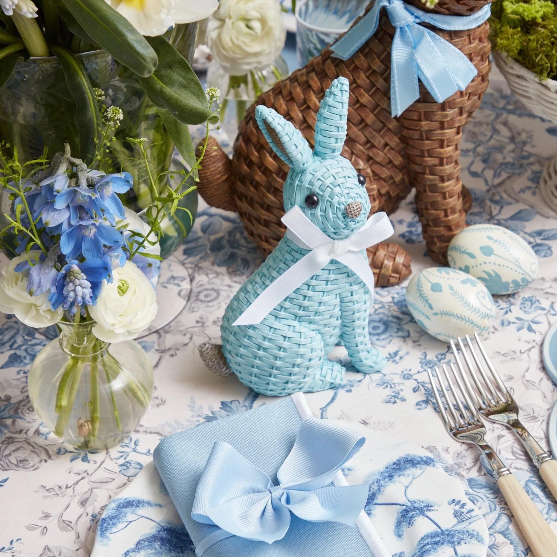 Discount Mrs. Alice Blue & Brown Rattan Rabbit Family