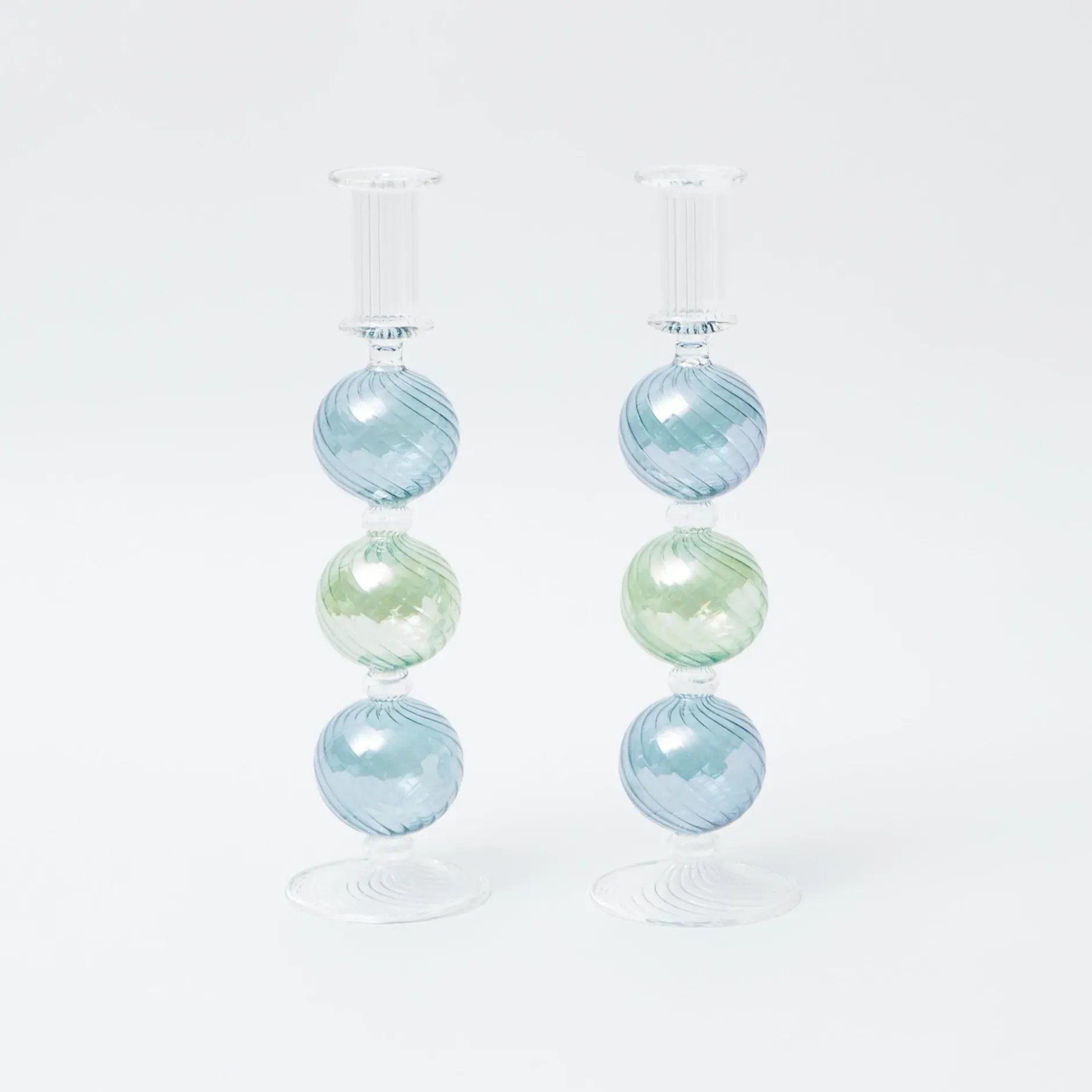 New Mrs. Alice Blue & Green Camille Candle Holder (Pair)