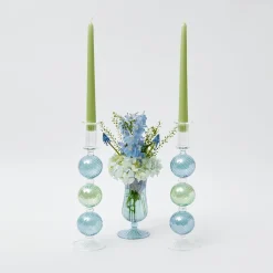 New Mrs. Alice Blue & Green Camille Candle Holder (Pair)