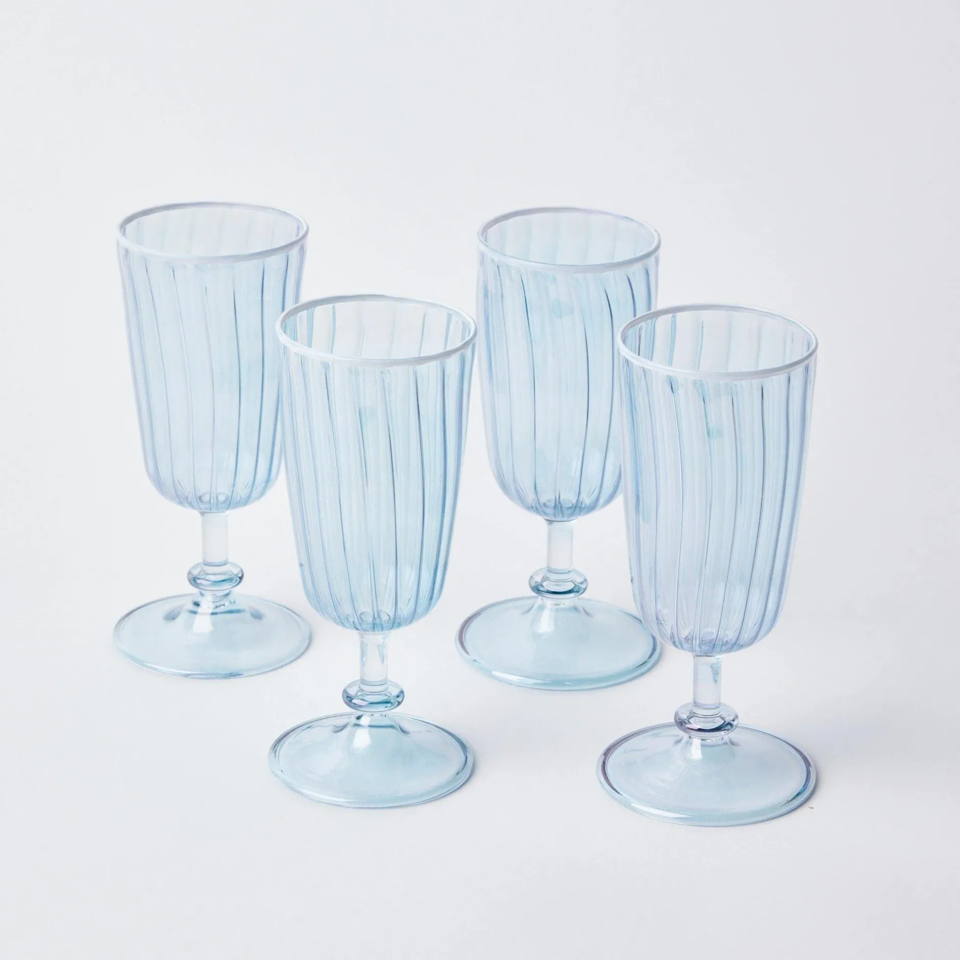 Sale Mrs. Alice Blue & White Rim Short Stem Glass (Set Of 4)