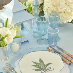 Sale Mrs. Alice Blue & White Rim Short Stem Glass (Set Of 4)