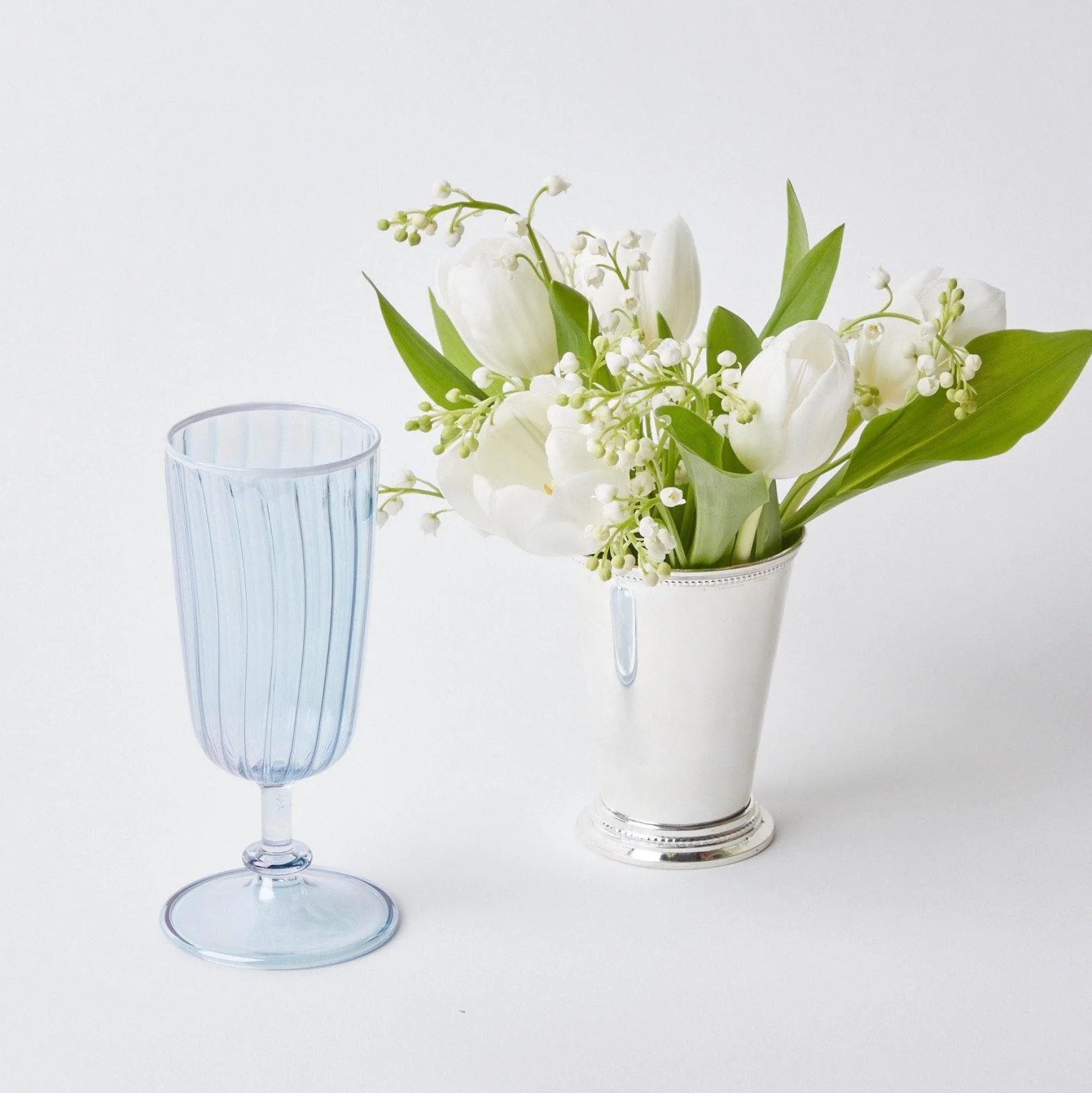 Sale Mrs. Alice Blue & White Rim Short Stem Glass (Set Of 4)