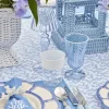 New Mrs. Alice Blue And White Rim Frilled Glasses (Set Of 4)