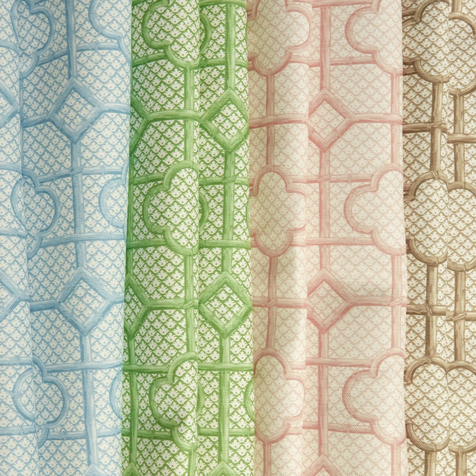 Sale Mrs. Alice Blue Bamboo Trellis Fabric
