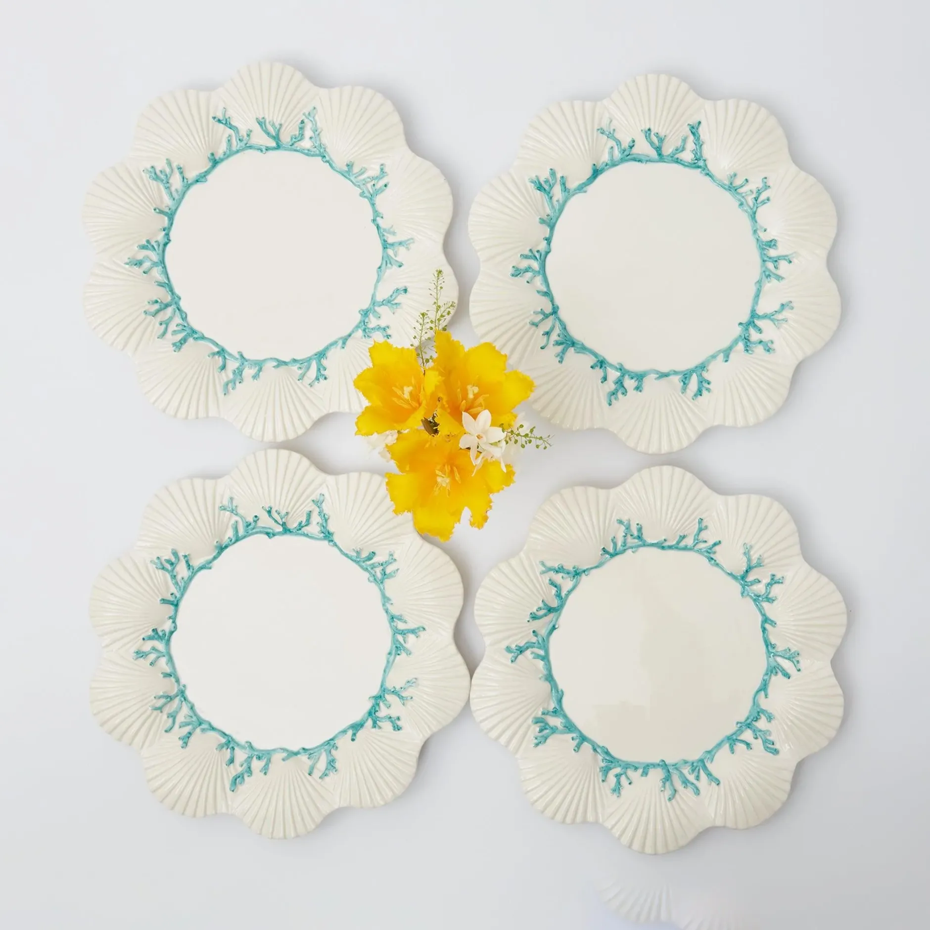 Clearance Mrs. Alice Blue Coral Dinner Plates (Set Of 4)