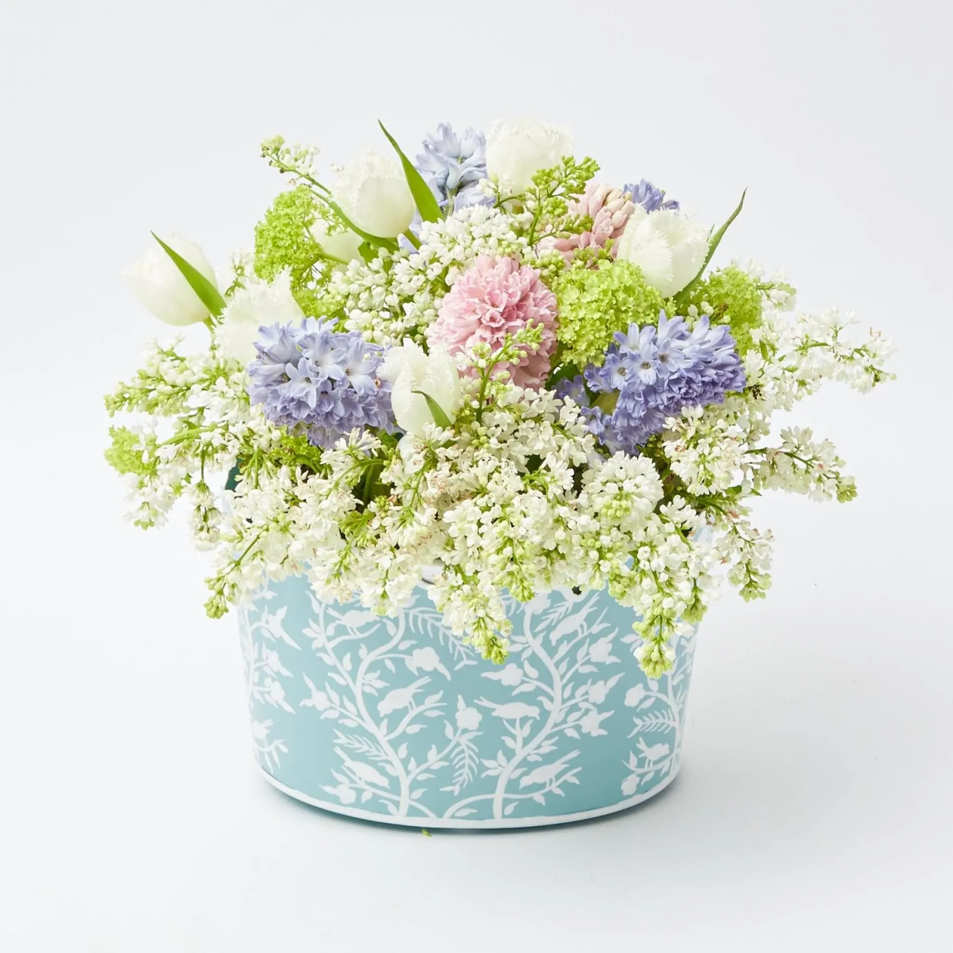 Hot Mrs. Alice Blue Floral Tole Scalloped Planter