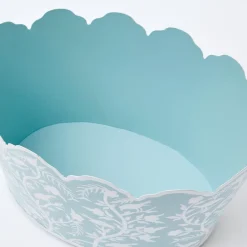 Hot Mrs. Alice Blue Floral Tole Scalloped Planter