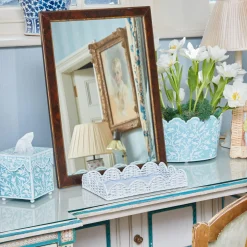 Outlet Mrs. Alice Blue Floral Tole Tissue Box