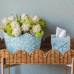Outlet Mrs. Alice Blue Floral Tole Tissue Box