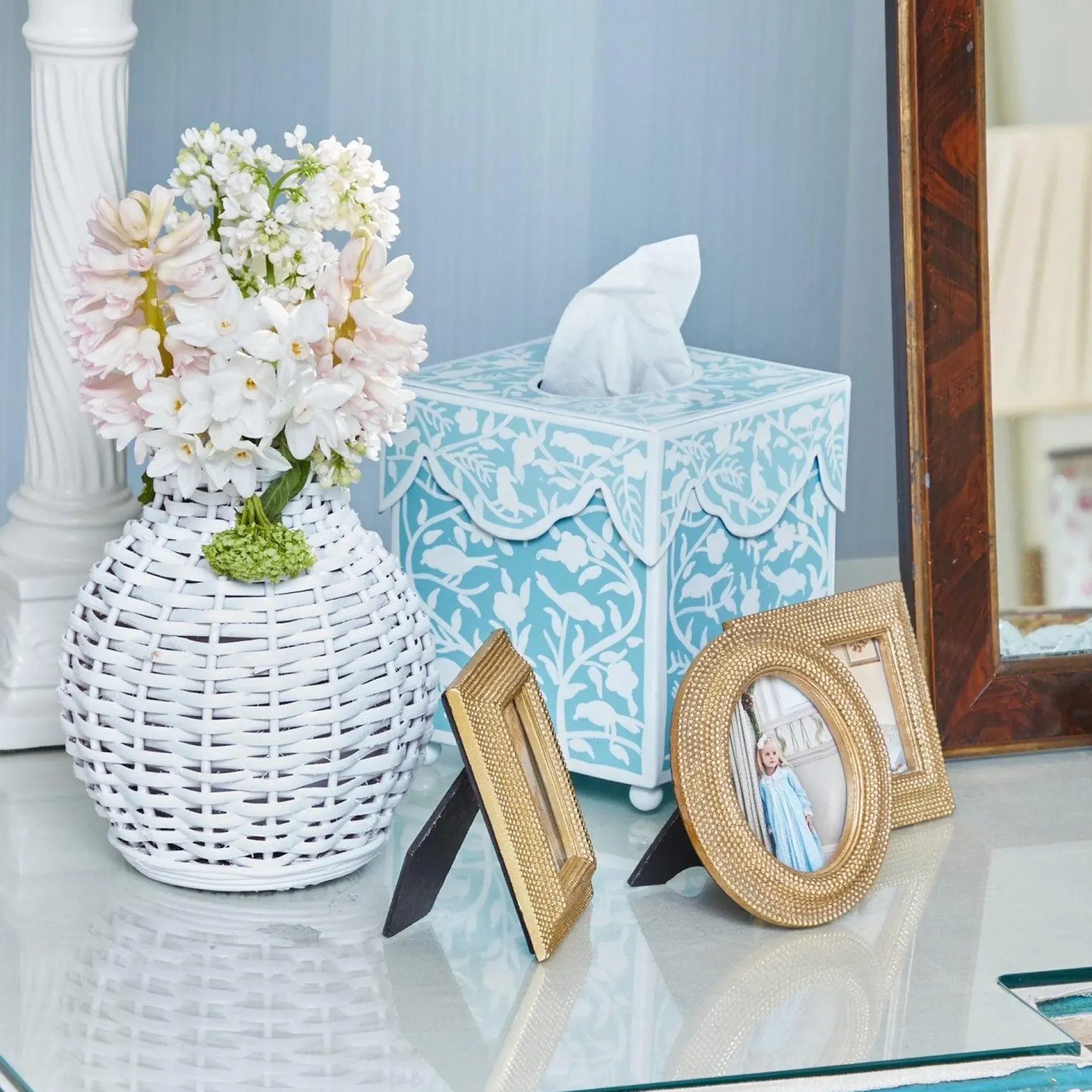 Outlet Mrs. Alice Blue Floral Toleware Set