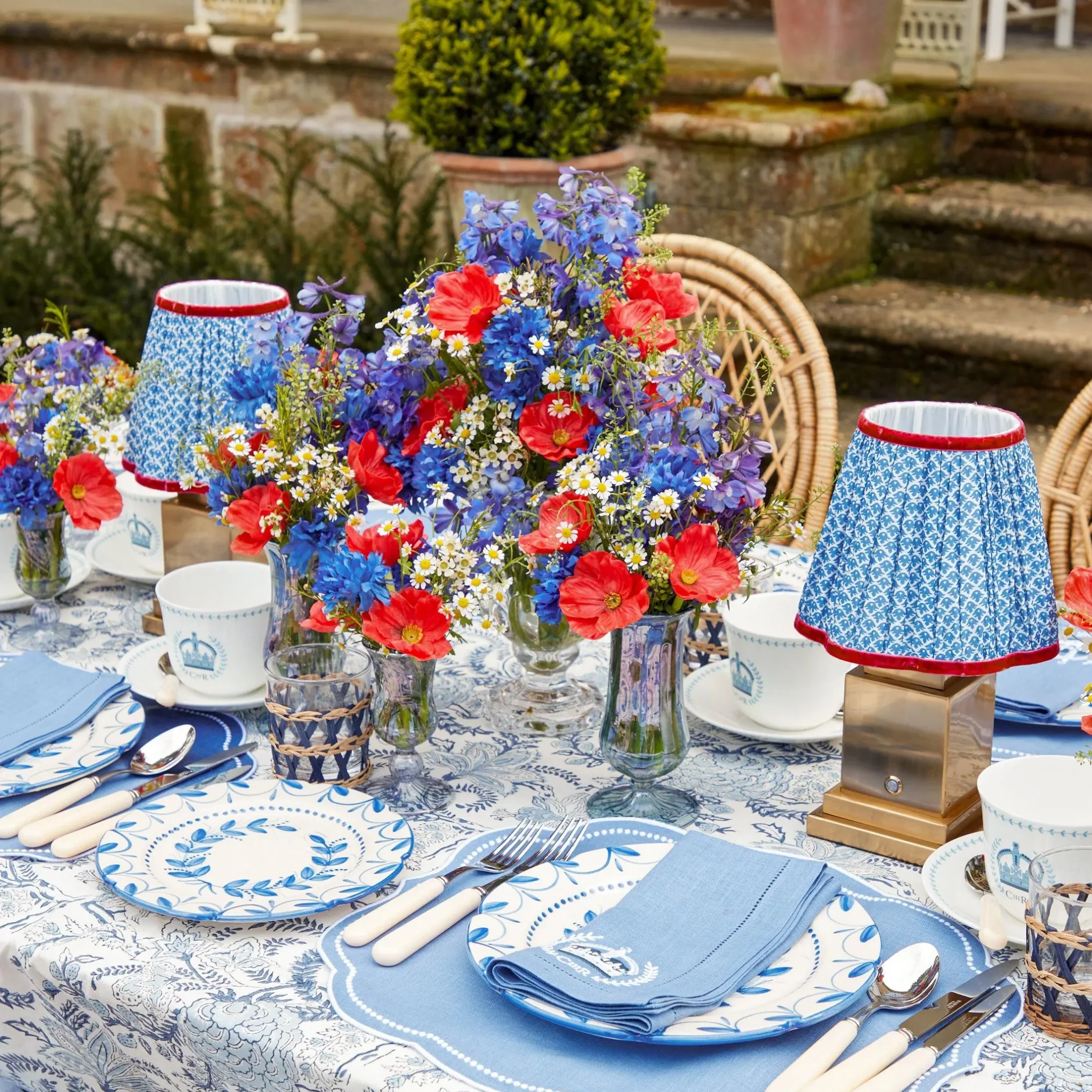 Mrs. Alice Blue Fluted Vase Set