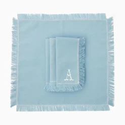 Hot Mrs. Alice Blue Fringe Napkins (Set Of 4)