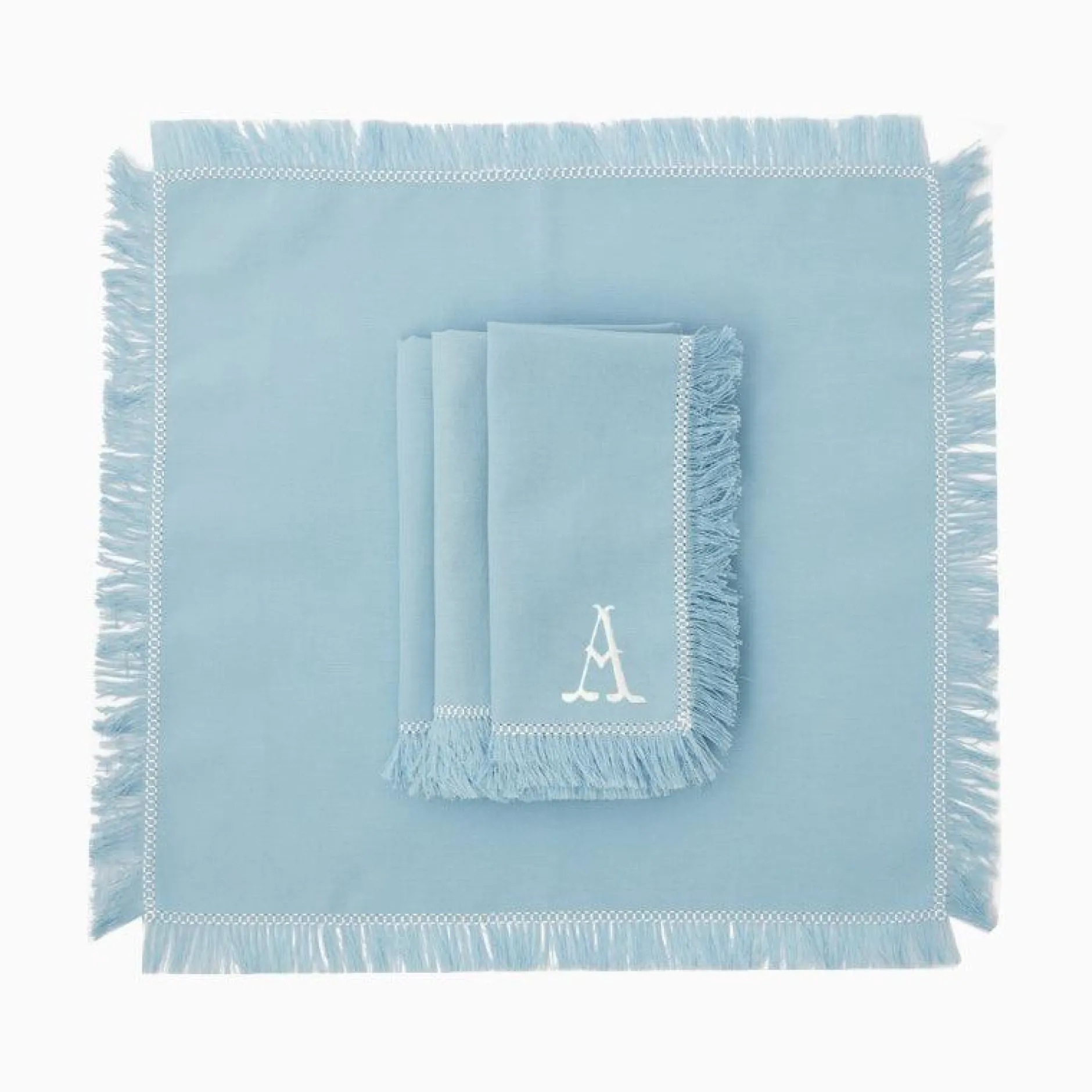 Hot Mrs. Alice Blue Fringe Napkins (Set Of 4)