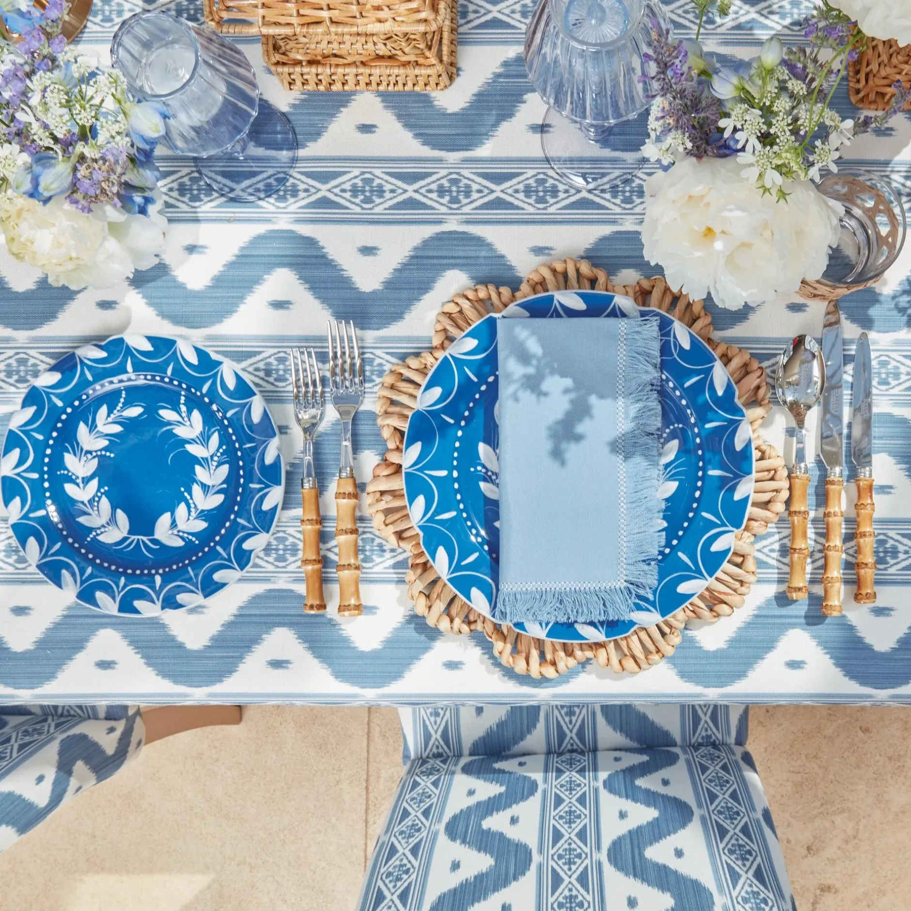 Hot Mrs. Alice Blue Fringe Napkins (Set Of 4)