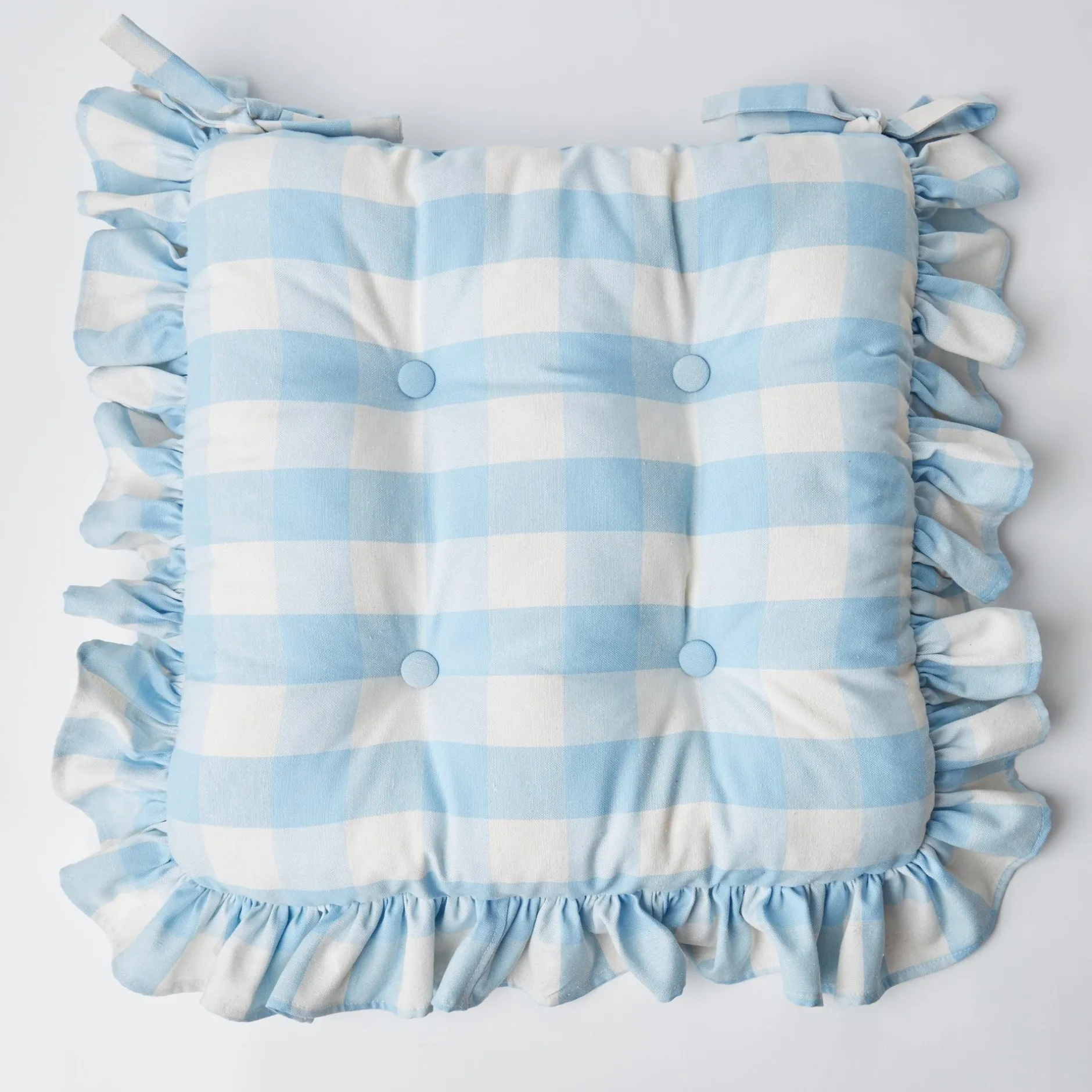 Best Mrs. Alice Blue Gingham Ruffle Seat Pad Cushion