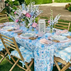 Outlet Mrs. Alice Blue Gingham Ruffle Seat Pad Cushion (Set Of 4)