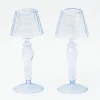 Mrs. Alice Blue Glass Lantern Tea Light Holders (Pair) - 24Cm