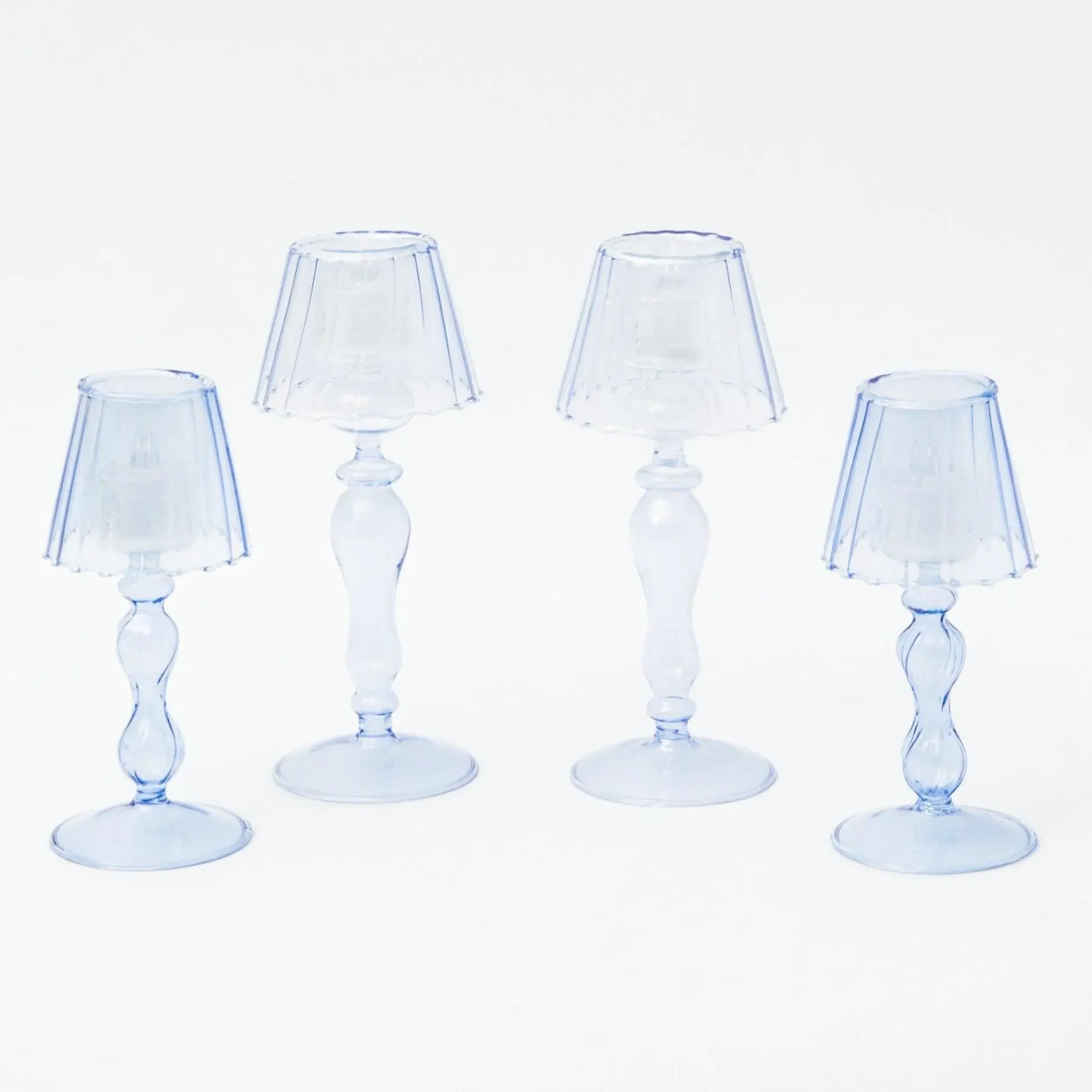 Discount Mrs. Alice Blue Glass Lantern Tea Light Holder Set