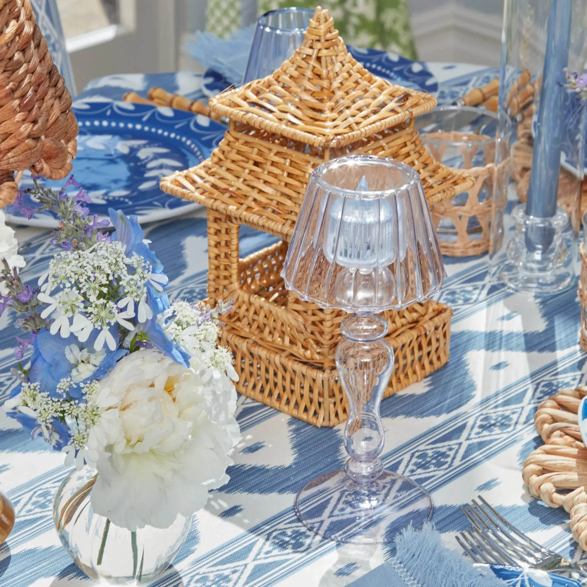 Discount Mrs. Alice Blue Glass Lantern Tea Light Holder Set