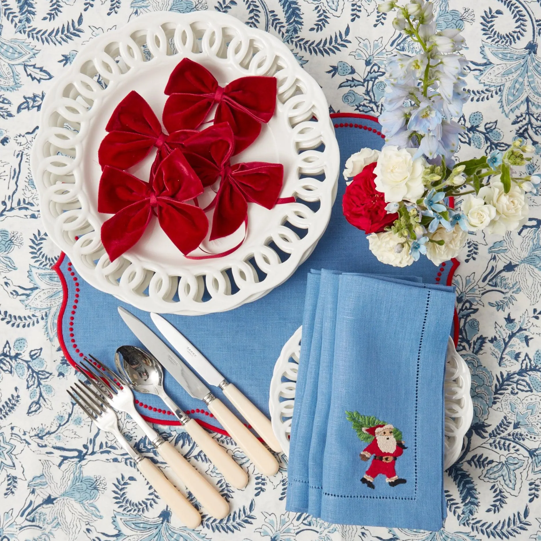 Discount Mrs. Alice Blue Hand Embroidered Father Christmas Napkins (Set Of 4)
