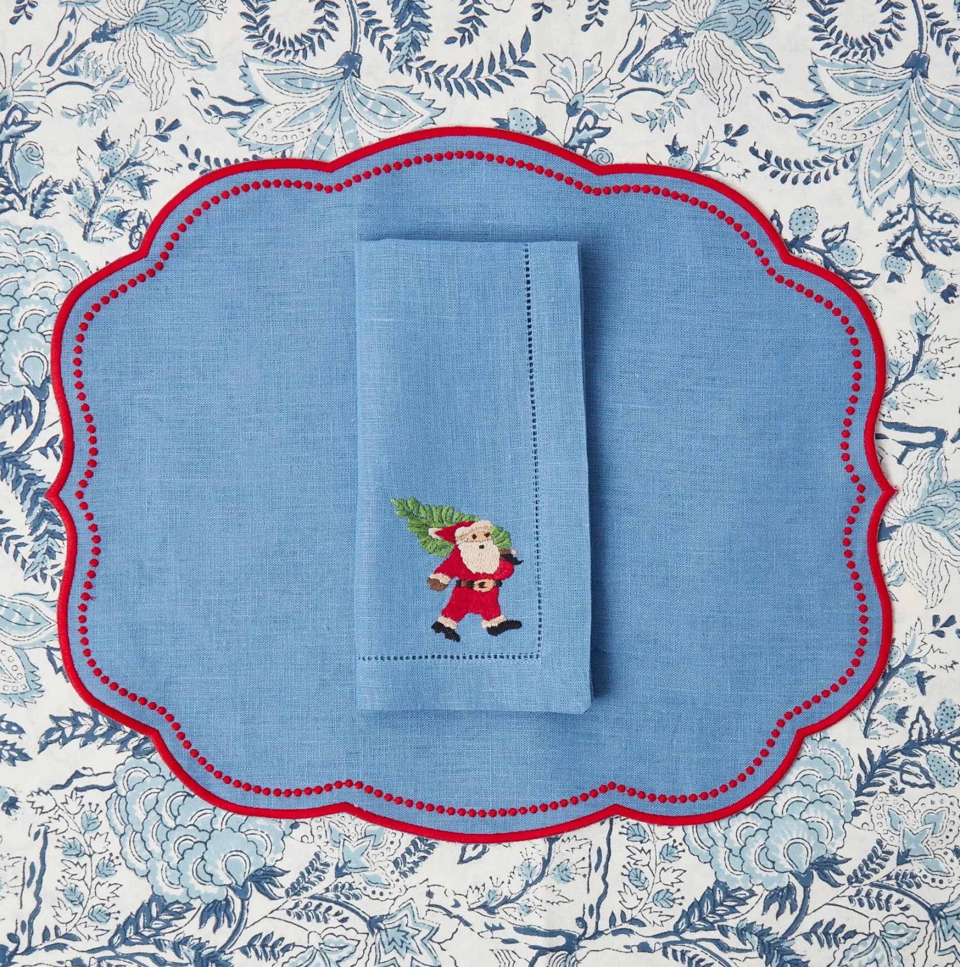 Discount Mrs. Alice Blue Hand Embroidered Father Christmas Napkins (Set Of 4)