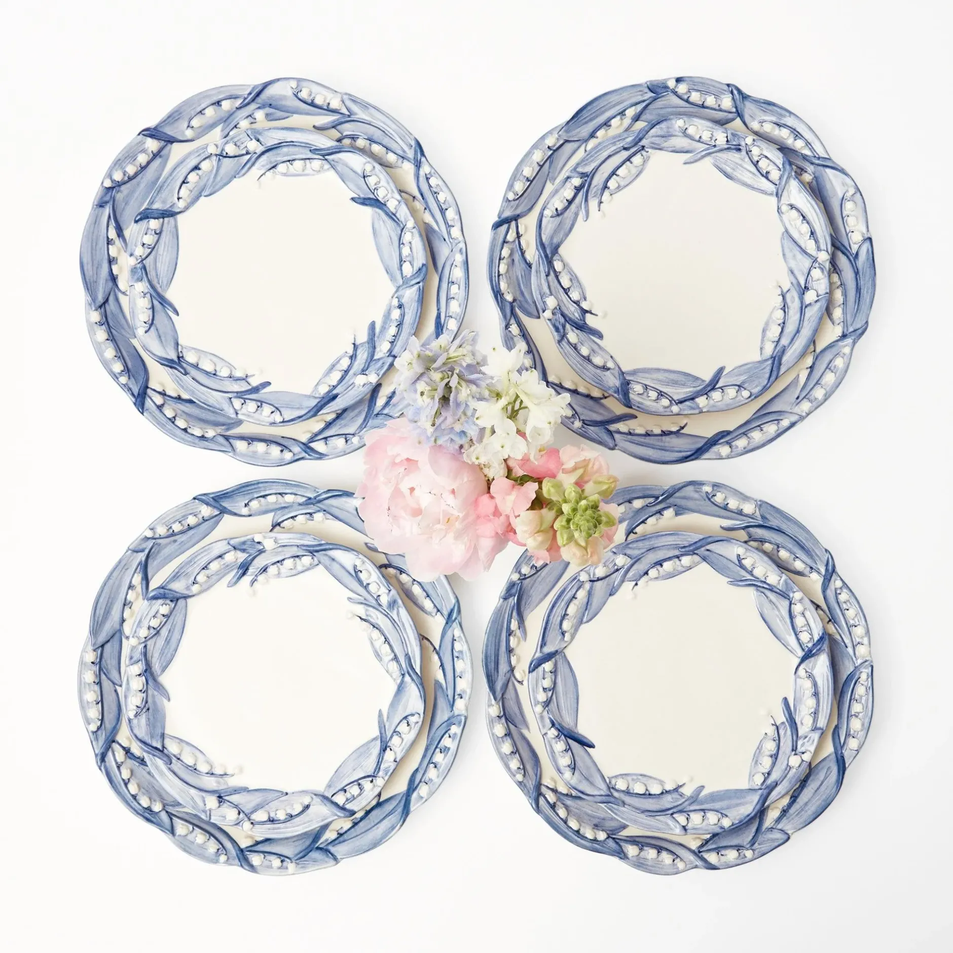 Sale Mrs. Alice Blue Lily Of The Valley Dinner & Starter Plates (Set Of 8)
