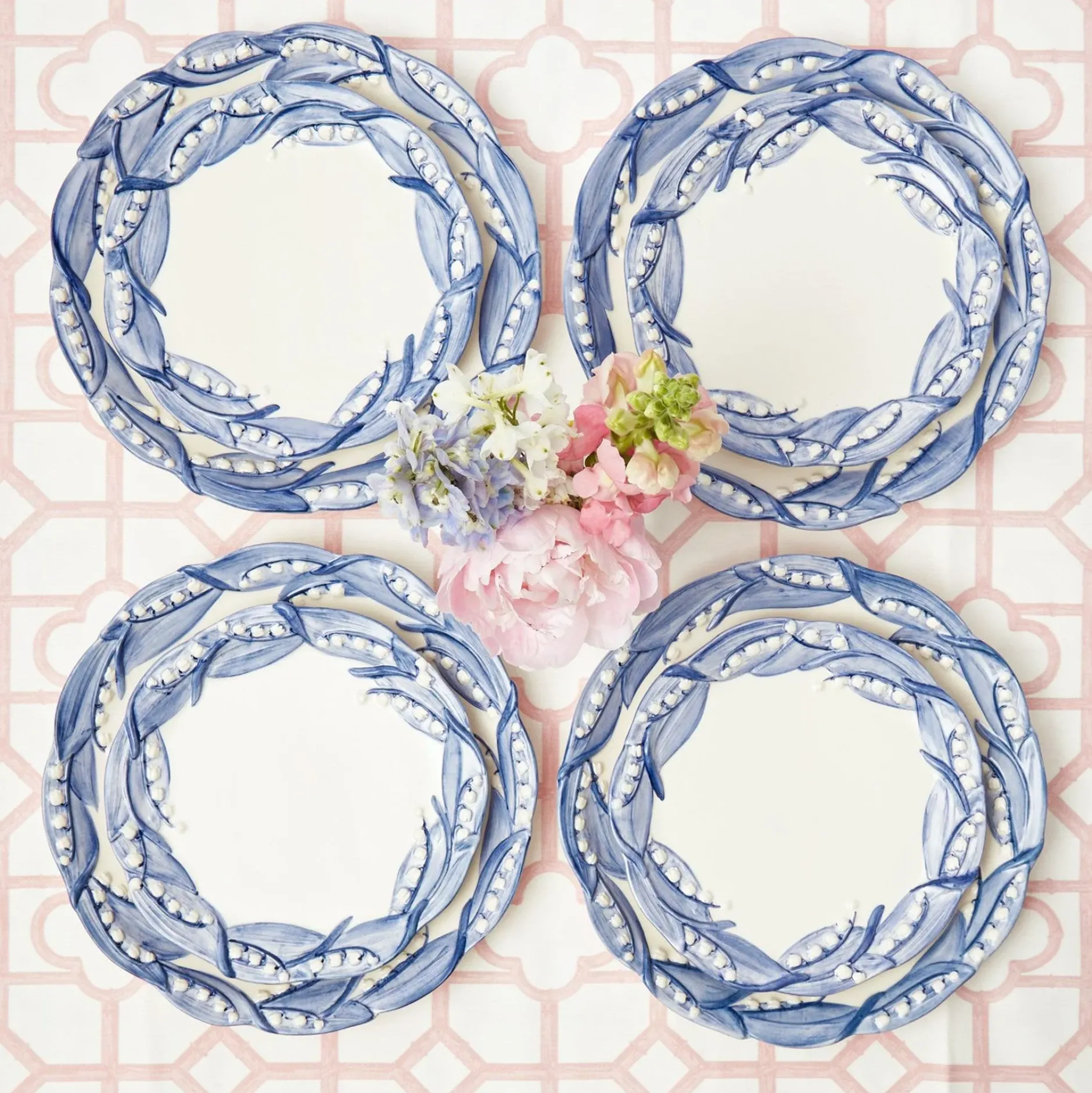 Sale Mrs. Alice Blue Lily Of The Valley Dinner & Starter Plates (Set Of 8)