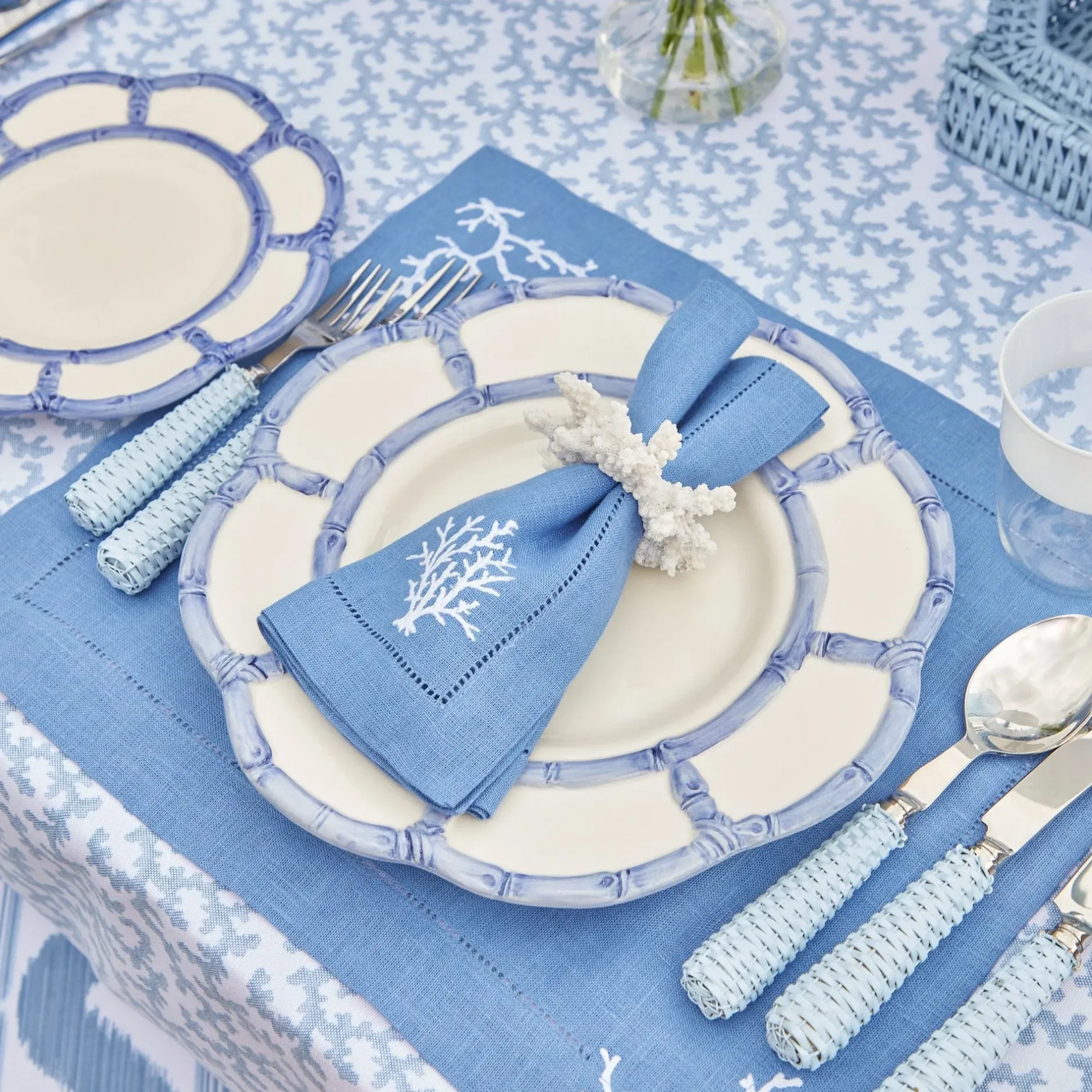 Outlet Mrs. Alice Blue Petal Bamboo Dinner Plate (Set Of 4)