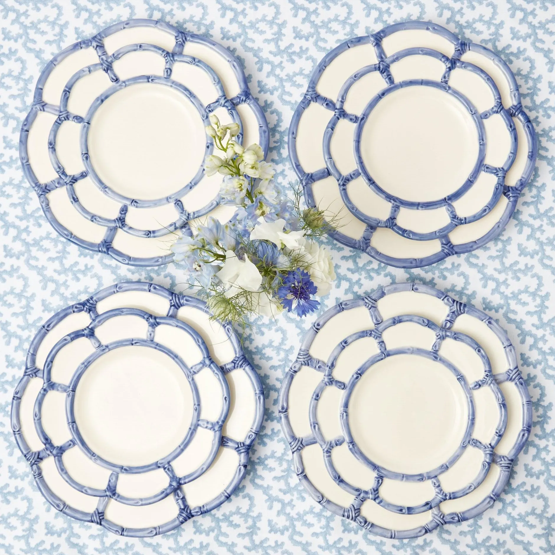 Outlet Mrs. Alice Blue Petal Bamboo Dinner & Starter Plates (Set Of 8)