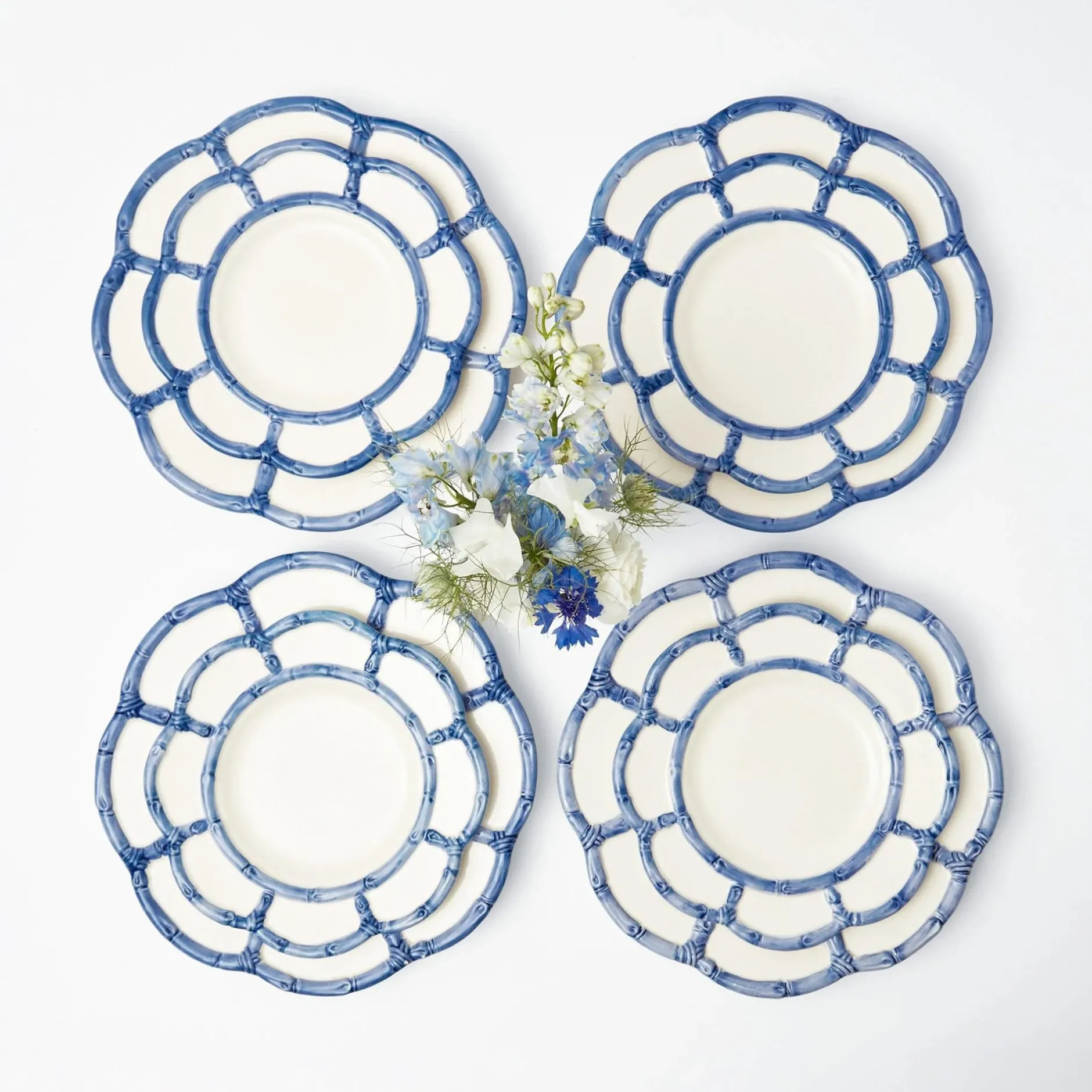 Best Mrs. Alice Blue Petal Bamboo Dinner & Starter Plates (Set Of 8)