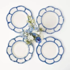 New Mrs. Alice Blue Petal Bamboo Starter Plate (Set Of 4)