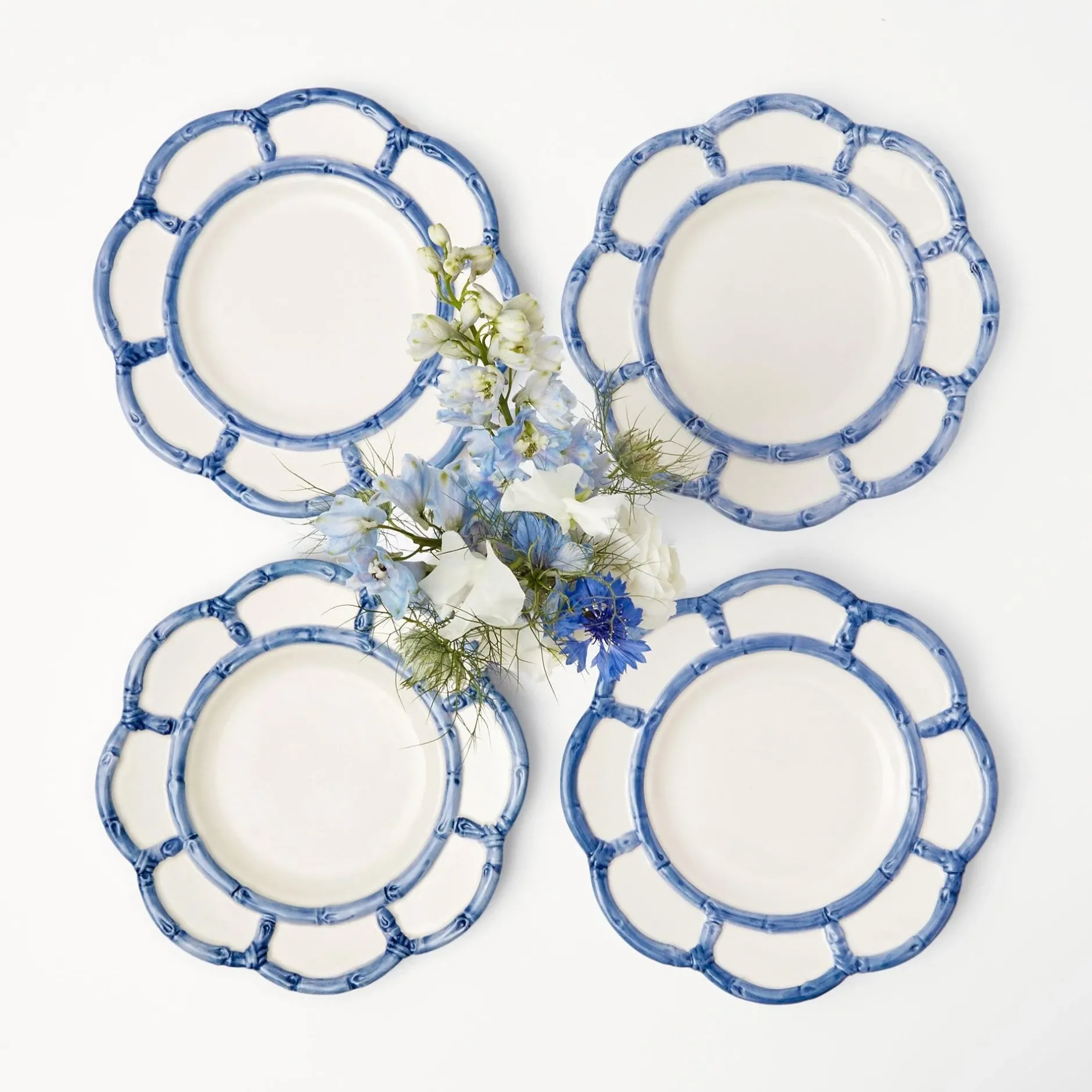 New Mrs. Alice Blue Petal Bamboo Starter Plate (Set Of 4)