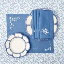 New Mrs. Alice Blue Petal Bamboo Starter Plate (Set Of 4)