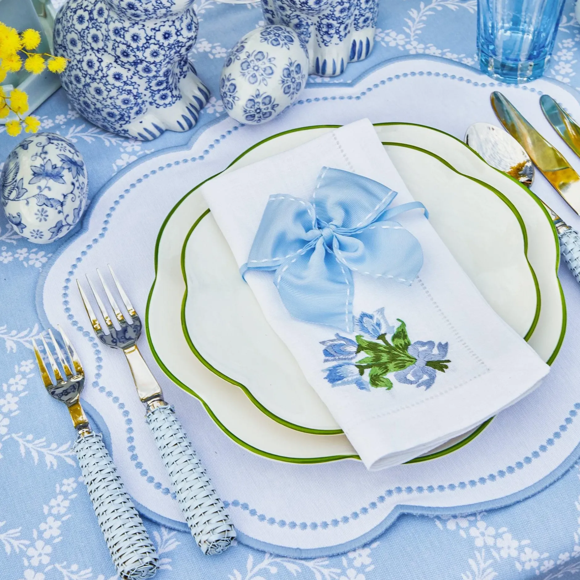 New Mrs. Alice Blue Saddle Stitch Napkin Bows (Set Of 4)