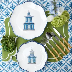 Clearance Mrs. Alice Blue Scalloped Pagoda Starter Plate