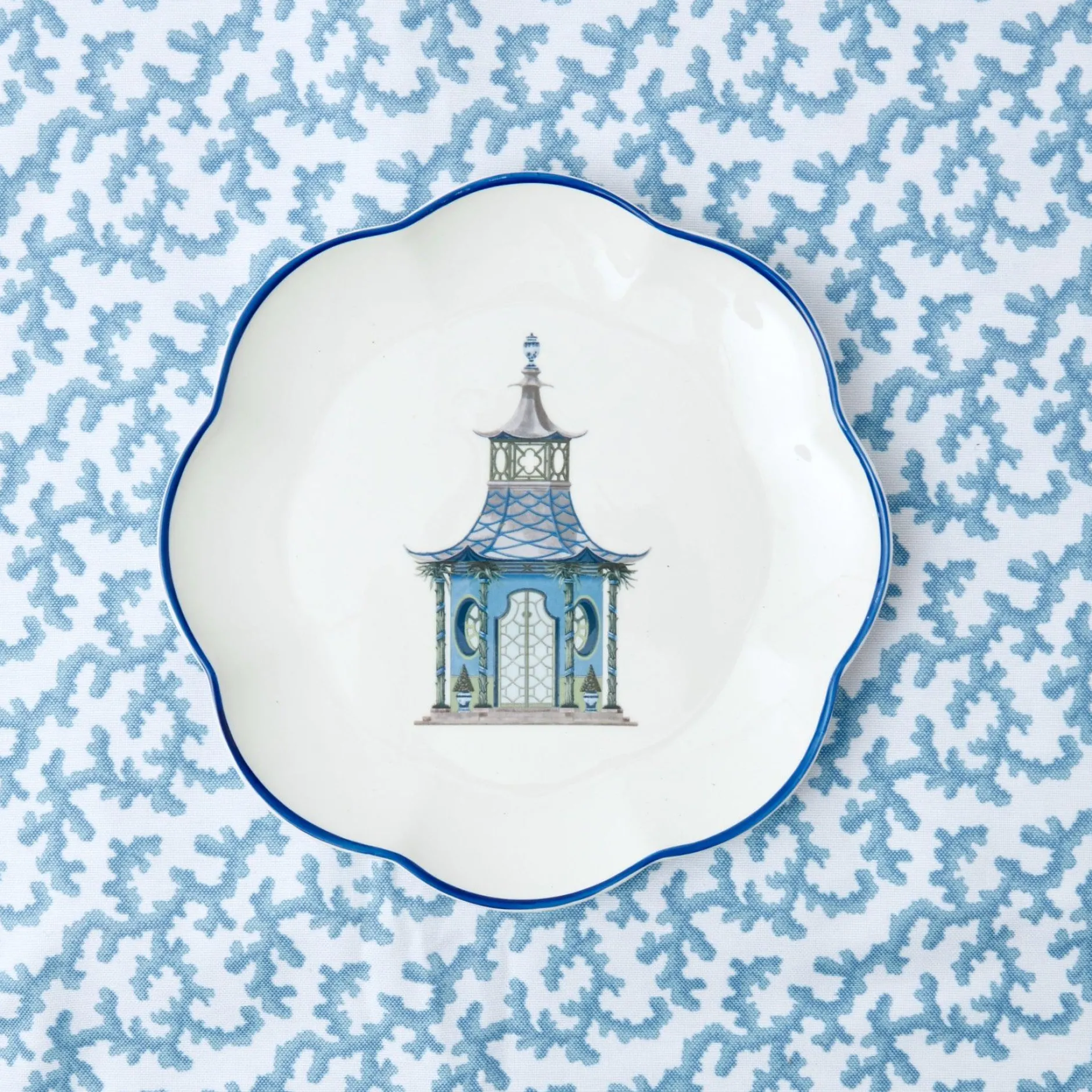 Clearance Mrs. Alice Blue Scalloped Pagoda Starter Plate