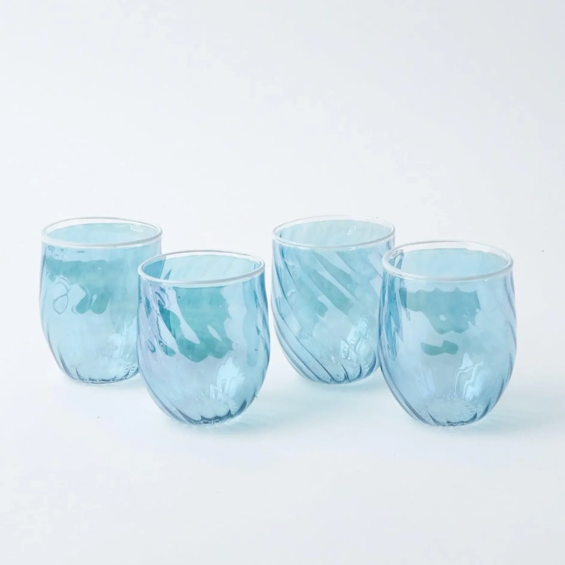Discount Mrs. Alice Blue Swirl Water Glasses With White Rim (Set Of 4)
