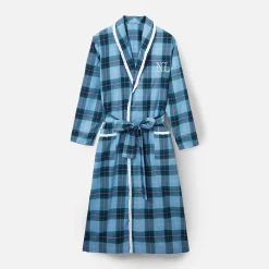 Outlet Mrs. Alice Blue Tartan Frilled Dressing Gown