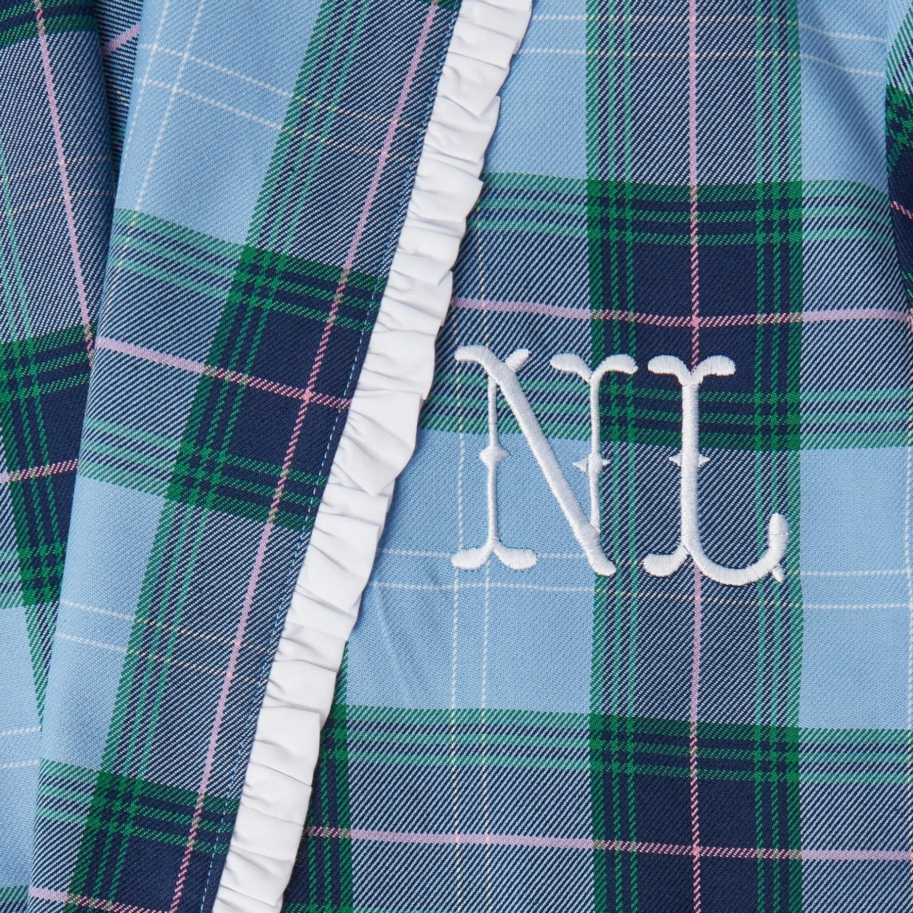 New Mrs. Alice Blue Tartan Frilled Dressing Gown
