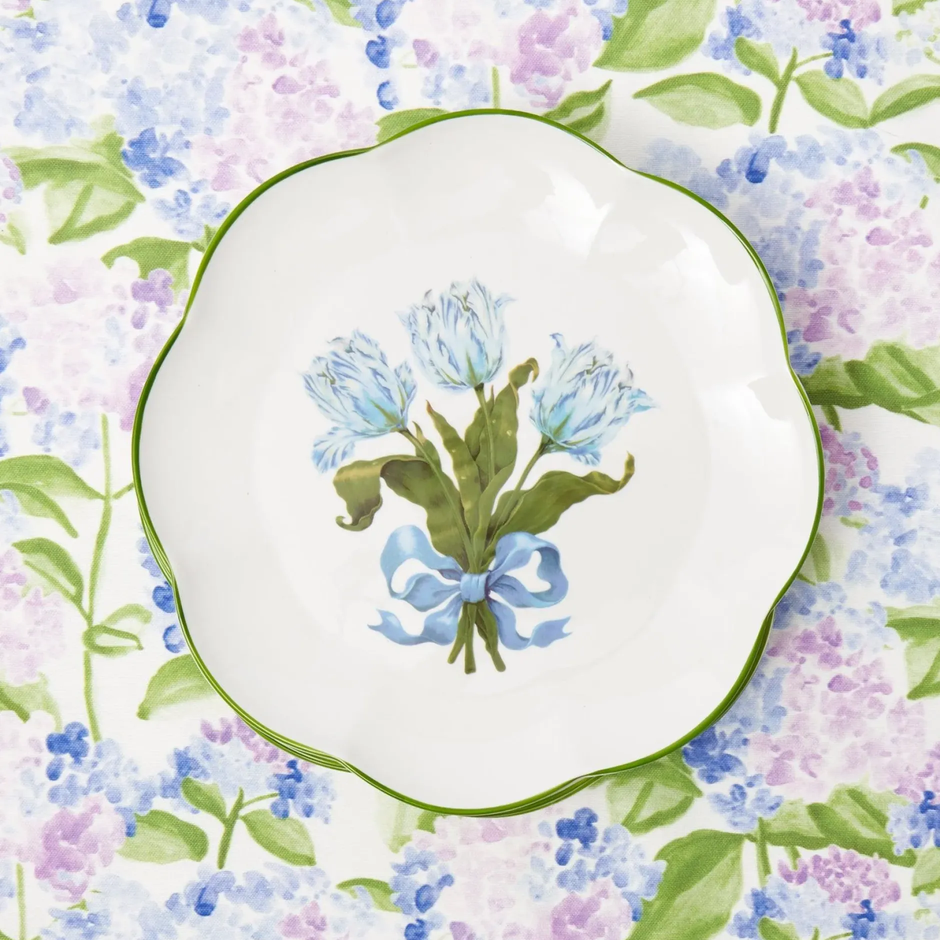 Mrs. Alice Blue Tulip Dinner & Starter Plates (Set Of 8)